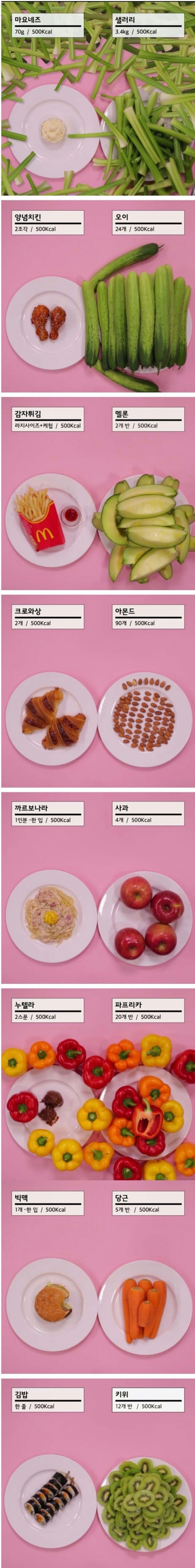 음식별 500Kcal | 인스티즈