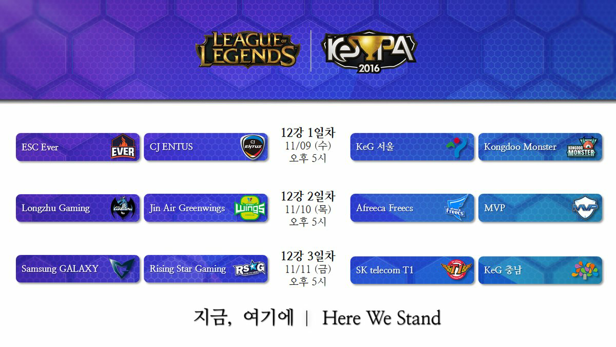 [LOL] 2016 kespa컵 로스터 & 12강 대진 및 일정 | 인스티즈