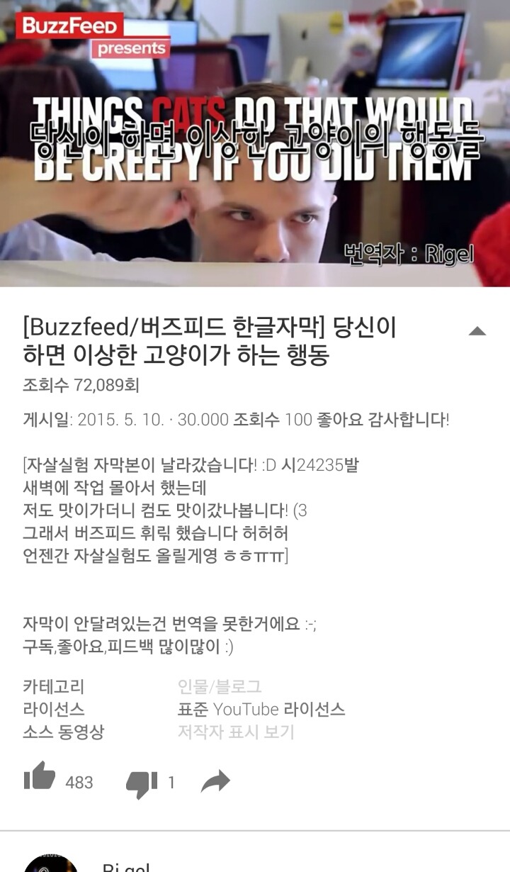 [Buzzfeed] 당신이 하면 이상한 고양이가 하는 행동(자막) | 인스티즈