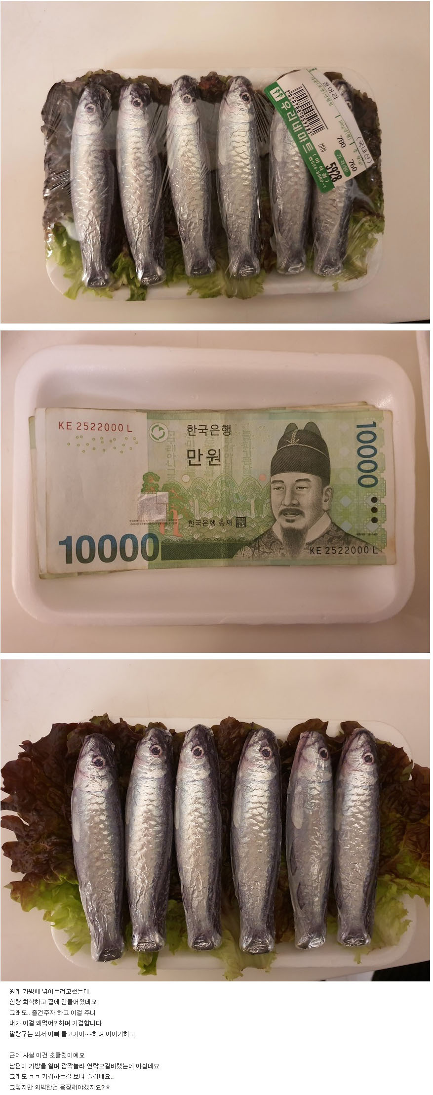 초콜렛 대신 정어리를 남편에게 선물한 웃대인 | 인스티즈