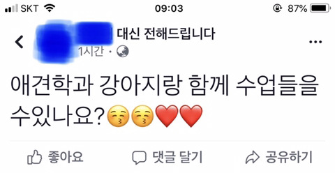 ??? : 애견학과 강아지랑 함께 수업들을수 있나요? | 인스티즈